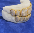 Real Moissanite 6 Top 6 Bottom Grillz Iced Out 18K Gold Plated VVS Shine